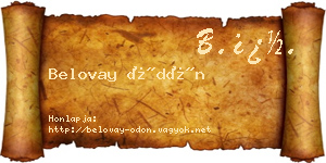 Belovay Ödön névjegykártya